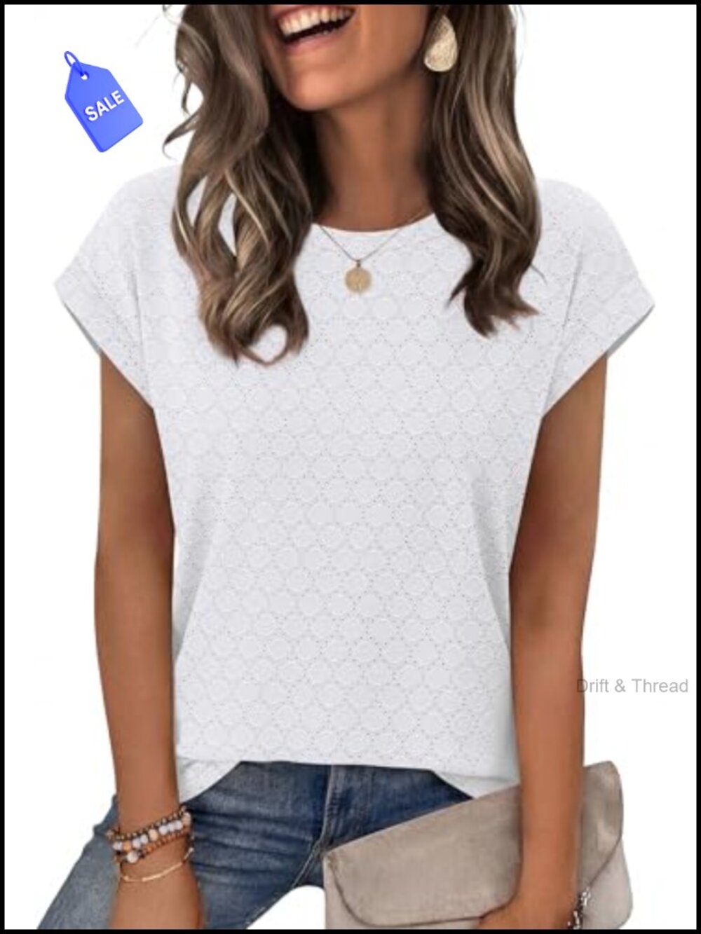 Cap Sleeve Crew Neck Tunic Tee Casual Loose Fit T-Shirt